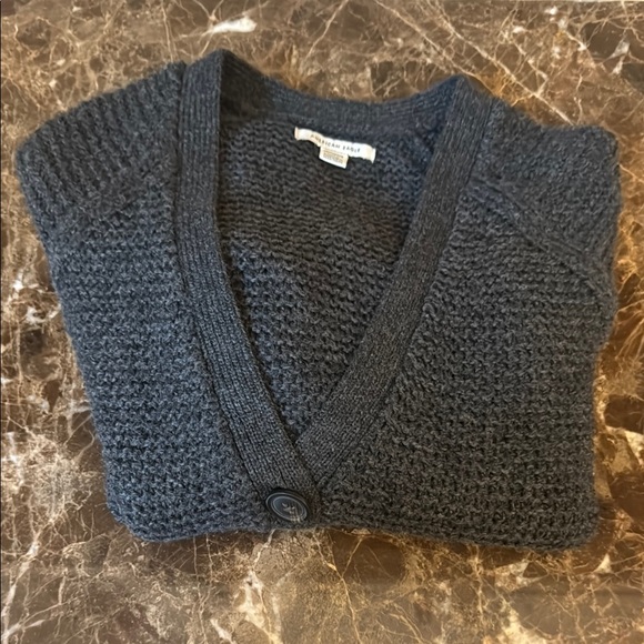 Women's Dark Grey Cropped Cardigan Sweater - Picture 2 of 3